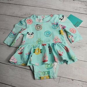 Posh Peanut Baby Girl's Rash Guard Swimsuit Size 0-3 Molong Sleeve